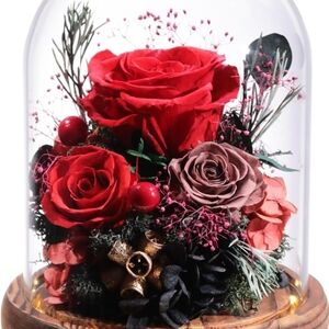 Elegant Floral Dome with Red and Brown Roses
